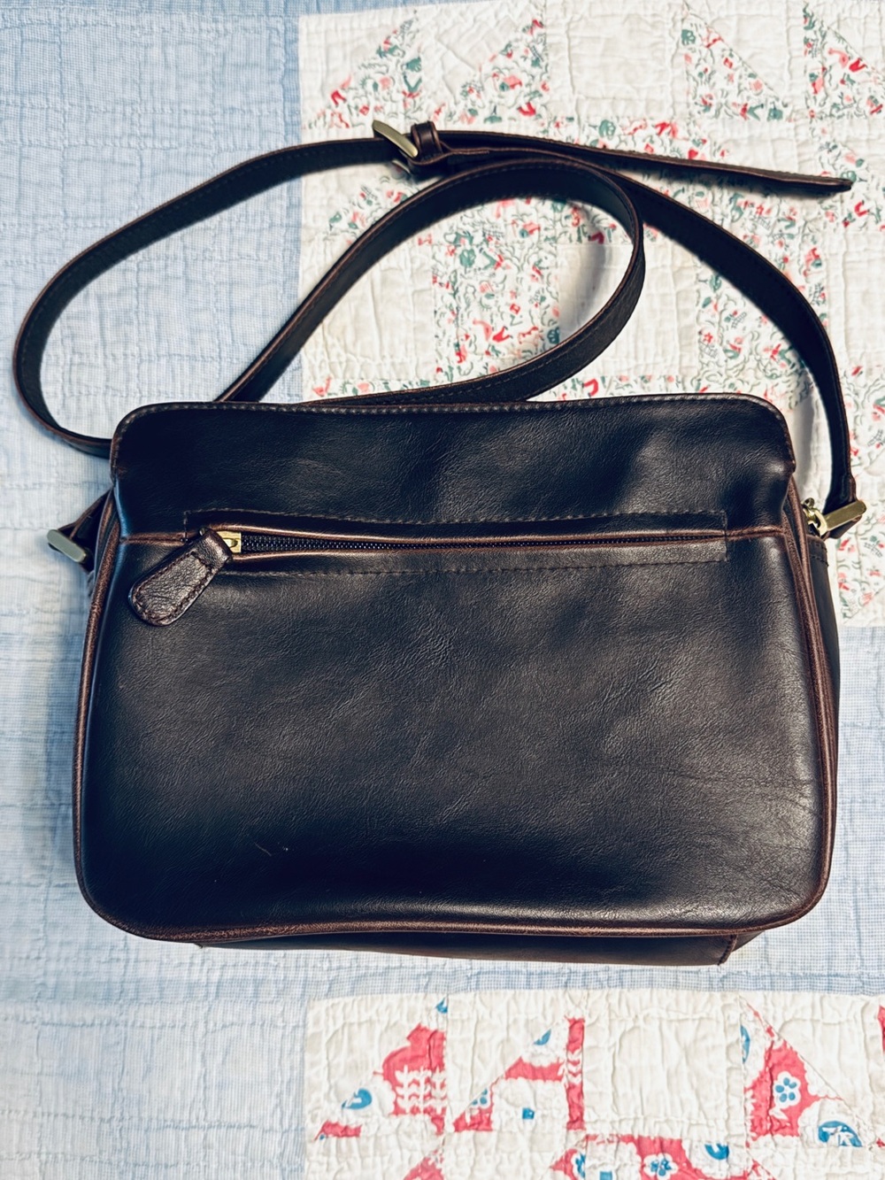 Crazy Horse Brown Distressed Leather Look Messenger Bag by Liz Claiborne